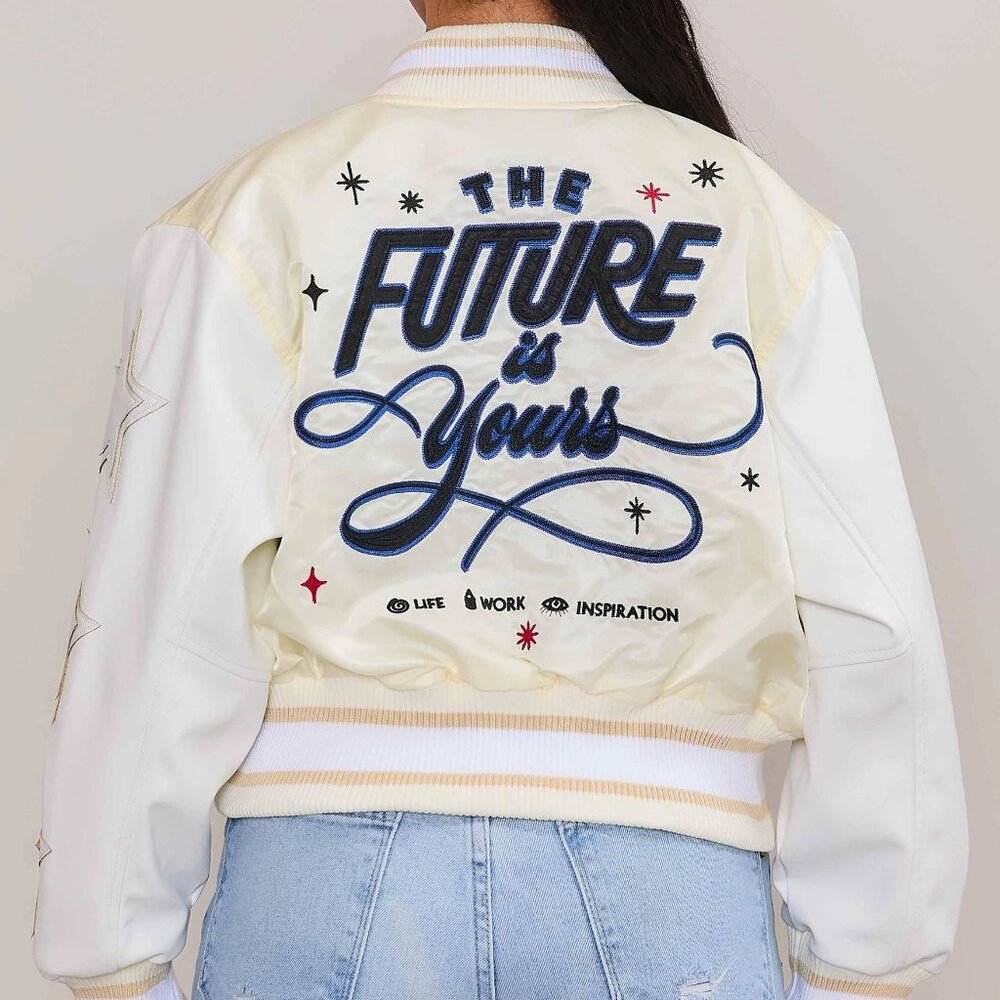 NWT First Row The Future Is Yours Varsity Jacket Women's Size L